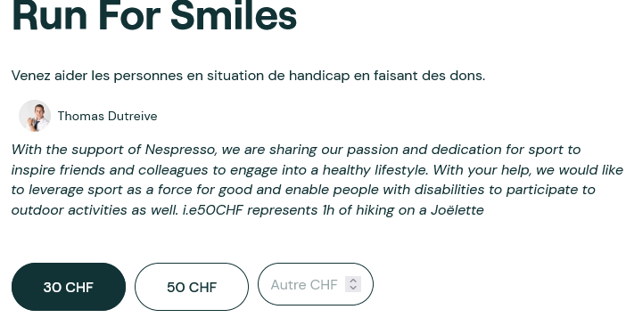 Le site de récolte de fonds "Run for Smiles"